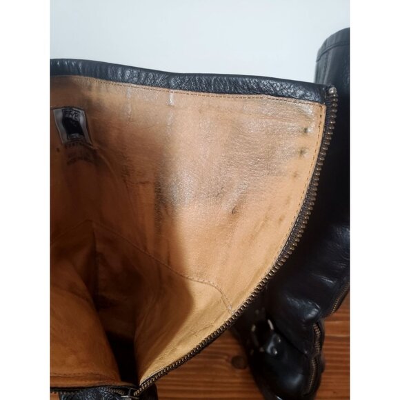 Vintage Frye Black Leather Knee-High Boots With Buckle & Zipper Detail Size 8 - Picture 10 of 10